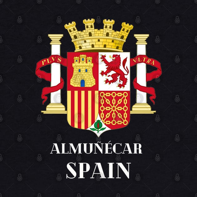 Almuñécar Spain. White text. Gift Ideas For The Spanish Travel Enthusiast. by Papilio Art